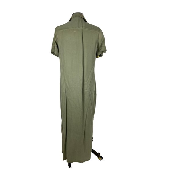 Charter Club Petite Long Button Down Dress Muted Sage Green 100% Lyocell - Picture 2 of 8